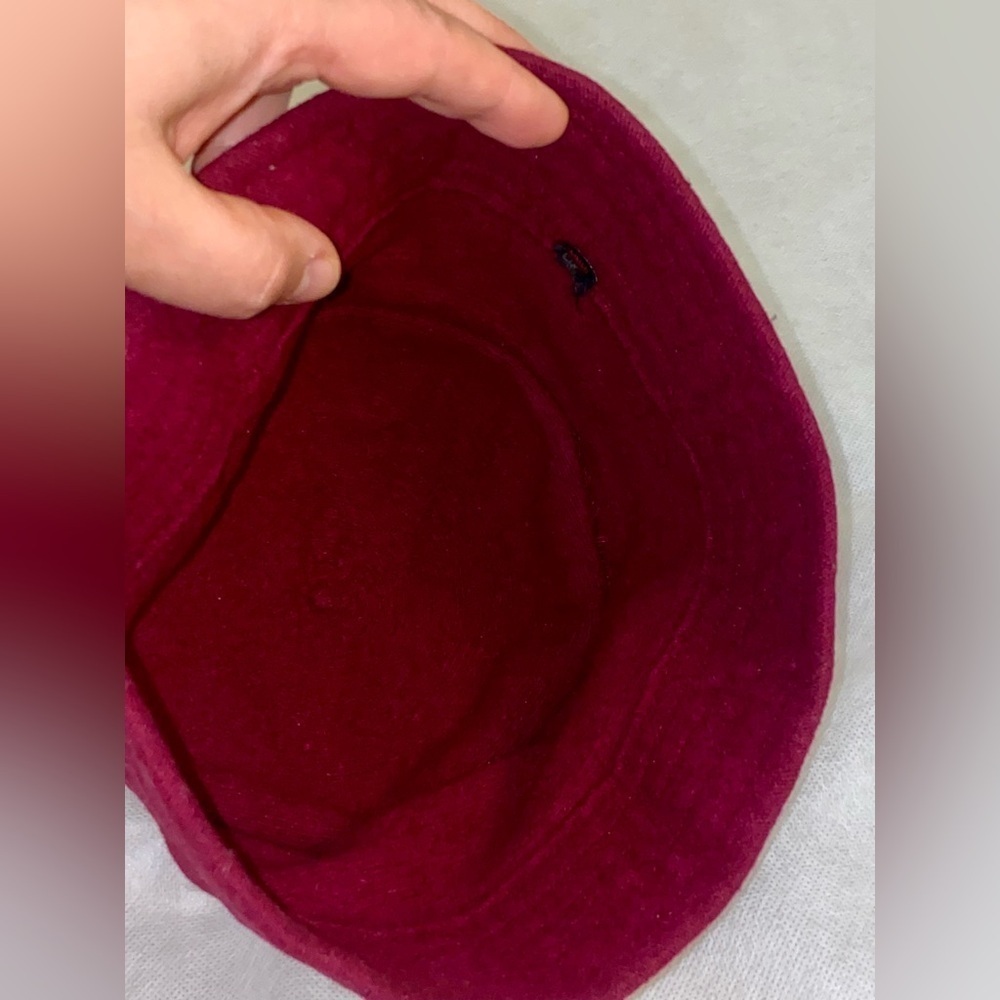 Elegant Red Women's Hat with Floral Accent. Wool - Picture 3 of 3